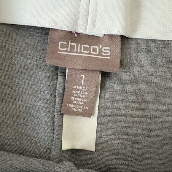 Chico's Gray Tapered Leg Elastic Waist Casual Dress Pants Women's 8 great prewor - Picture 3 of 10